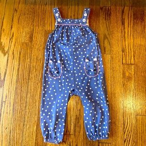 Baby Boden Kitty Polka Dot Overalls